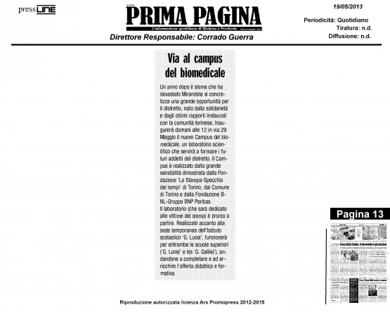 Campus - Prima Pagina 19 maggio 2013